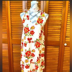 Cute floral dress with statement neckline. NWT